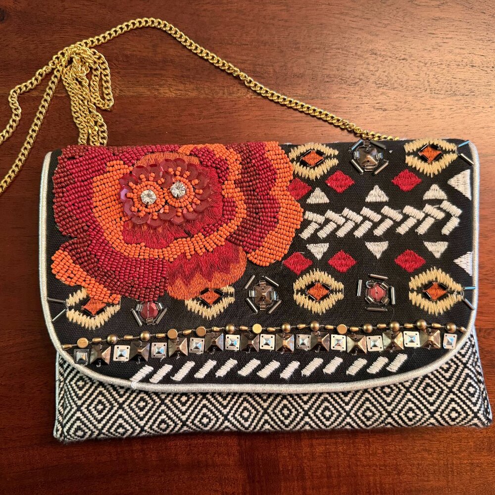 Floral Beaded Clutch Bag